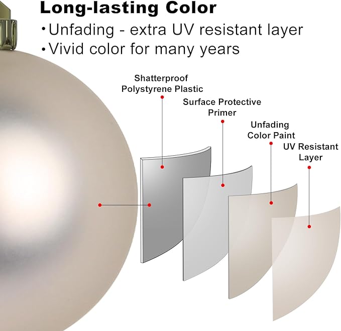 Champagne Gold Set of XL (4.0") 4PCS Christmas Balls - Christmas Tree Decoration Ornaments Shatterproof Hanging Balls for New Year Easter Valentine Holiday Decorations