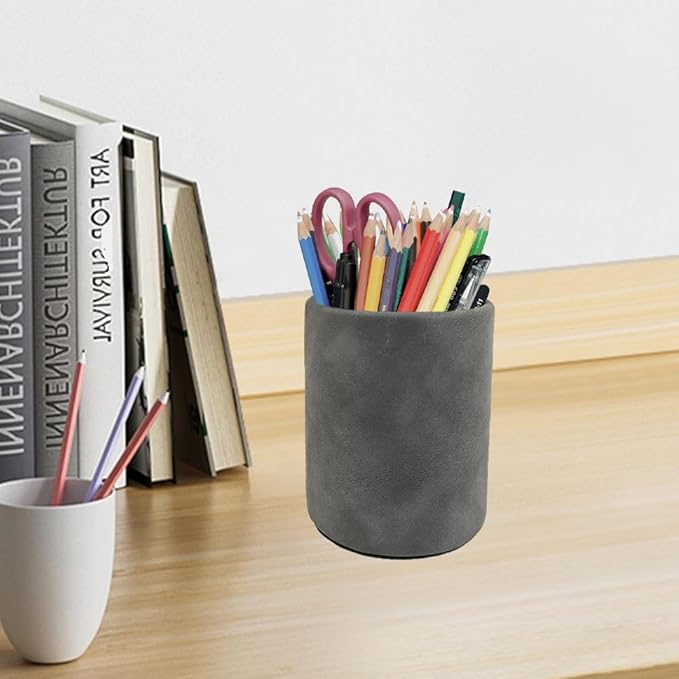 Pen Holder for Desk Pencil Organizer Cute Cup Holders Aesthetic (Misty Gray, 4" x3.3")