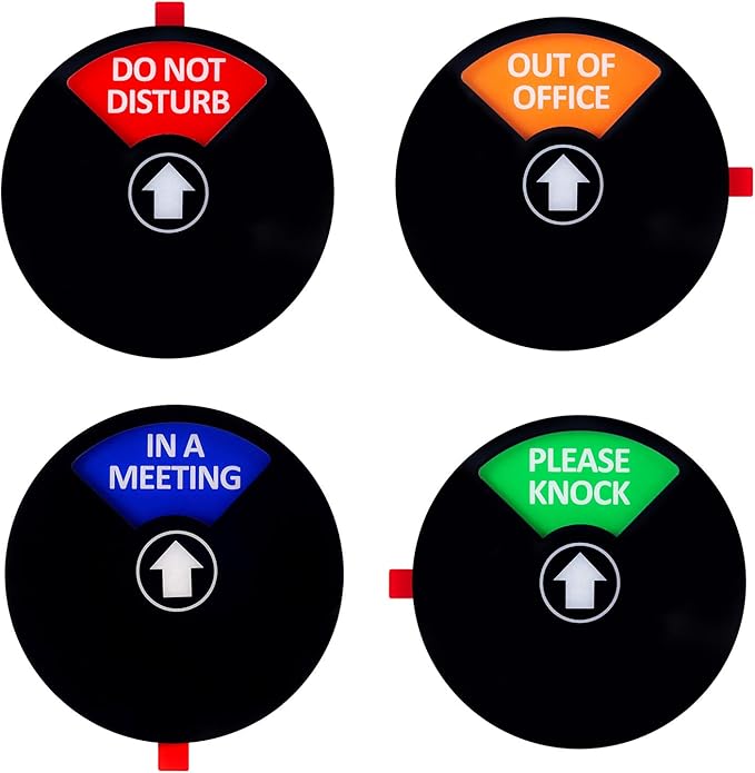 Kichwit Privacy Sign for Office Door, Do Not Disturb Sign, Out of Office, Please Knock, In a Meeting, 6 Inch, Black