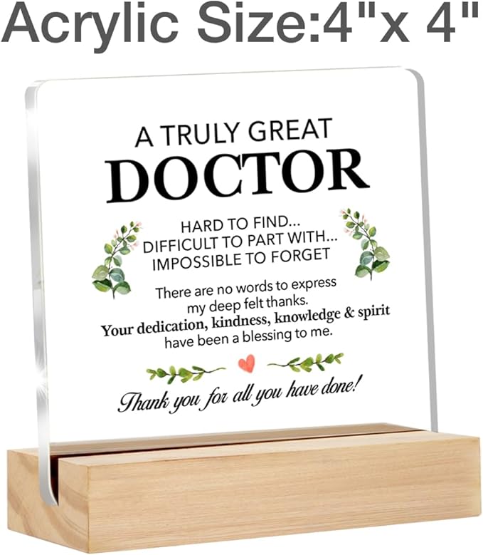 Thank You Doctor Gifts a Truly Great Doctor Clear Desk Decorative Sign Doctors Appreciation Gift for Birthday Retirement Acrylic Sign with Stand Table Plaque Sign Keepsake
