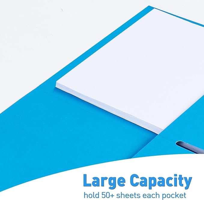 Two Pocket Folders, RAZCC 50 Pack File Folders with Pockets Fit Letter Size Paper, Thick Paper File Folder for School Office Business Home, Assorted 5 Colors