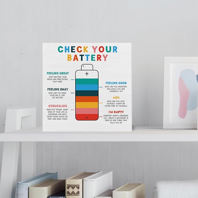 Mental Health Therapist Gifts, Counseling Therapy Office Must Have, Calming Reading Corner Wood Sign Decor for Desk Shelf