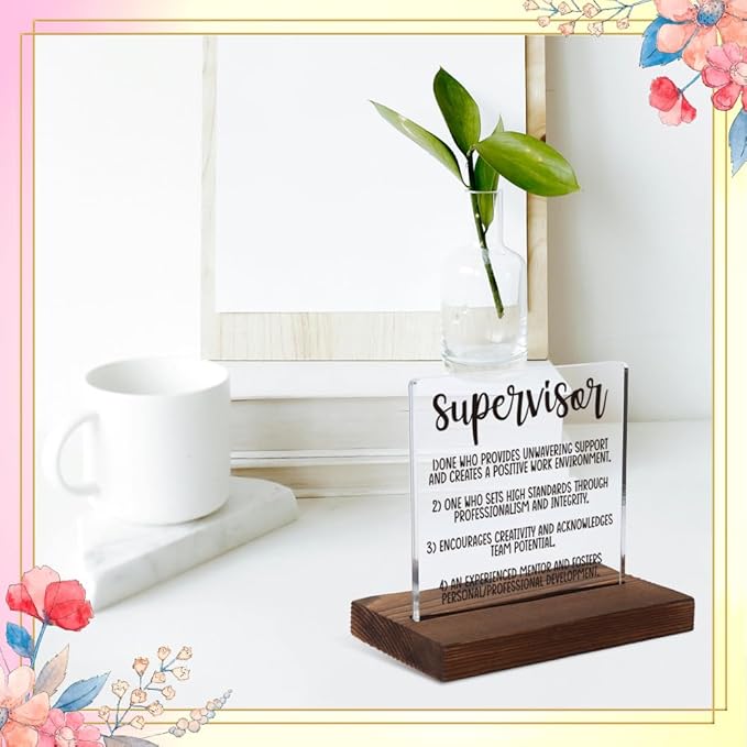 Appreciation Gifts for Supervisor, Inspirational Office Decor Gifts for Supervisor, Motivational Gifts for Supervisor,Modern Acrylic Desk Plaque with Inspirational Quotes, 10 x 10 x 1.5 cm,XXD42