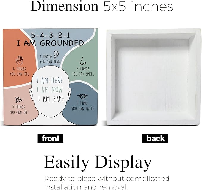 Counseling Therapy Office Must Haves, Anxiety Relief I Am Grounded Wood Sign, Therapist School Counselor Office Decor