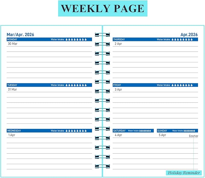Daily Planner 2026-2027, Weekly and Monthly Planner 2026-2027 Academic Year, January 2026-June 2027 Calendar Planner, 8.2"×5.5", 18 Months, Agenda Book for Teacher, School Student(JAN.2026-JUN.2027 Light Blue)