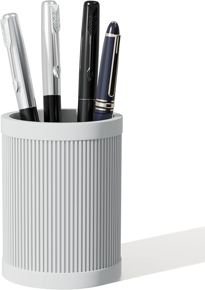 Aesthetic Pen Holder For Desk, Modern Silicone Pencil Holder, Stylish Office Desk Decor, Made of 5 mm Thickened Premium Silicone, Office Desk Organizer And Accessories (White)