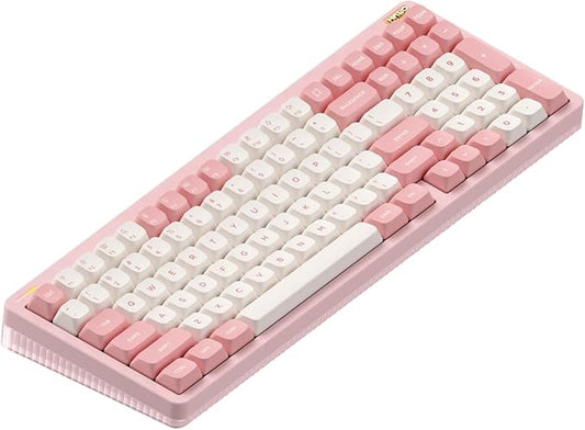 nuphy Halo96 V2 Wireless Keyboard,Gasket Structure,96% Hot Swappable Gaming Keyboard, 99 Kyes RGB Backlit Mechanical Keyboard, Support QMK/VIA,Bluetooth/USB-C/2.4GHz-Pink,Raspberry Switches(46gf)
