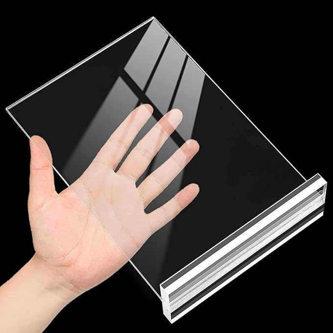 Acrylic Sign Holder 8.5x11 Inches 3 Pack T Shape Desktop Display Stand Vertical Double Sided Clear Table Menu Flyer Holder for Restaurants, Office, Shop, Wedding