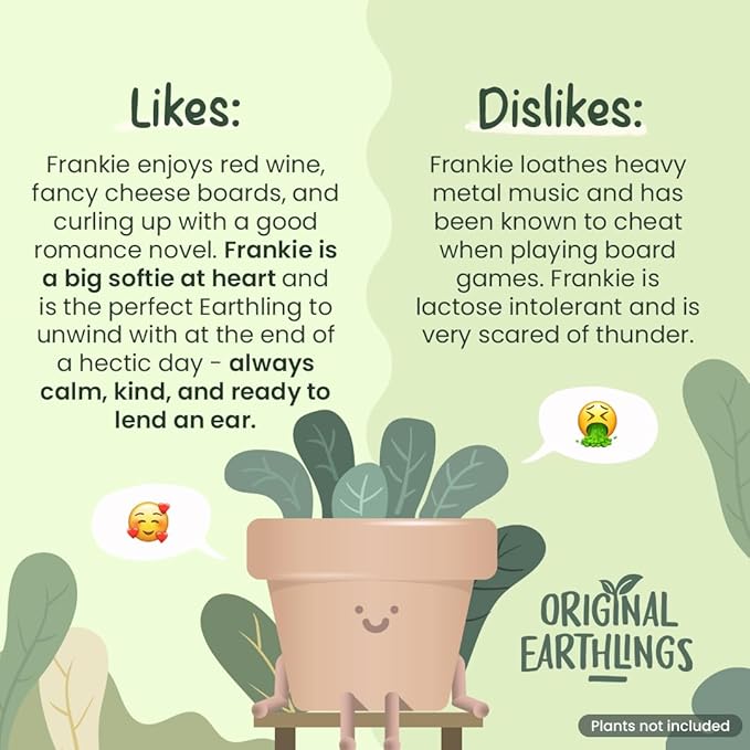 Original Earthlings Sitting Small Plant Pot - 3.5 Inch Cute Plant Pot - Succulent & Cactus Christmas Planters, Removable Drainage Plug, Cute Decor Plant Gifts for Plant Lovers, Teacher Gifts