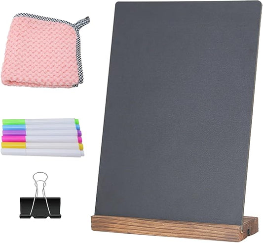 NEWNEWSHOW 8.7x12 Inch Chalkboard Signs, Erasable Message Blackboard Sign with Wood Base for Shop Wedding Kitchen Home Party Decoration (1 Pack 8.7x12)