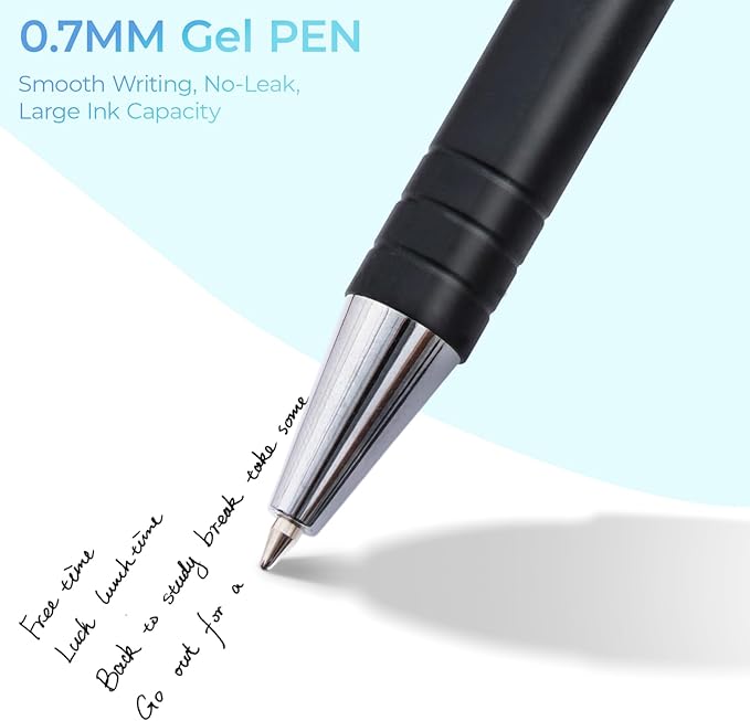 M&G 8 Pcs Retractable Ballpoint Pens, 0.7mm Medium Point Black Ink Ballpoint Pens Smooth Writing Large Capacity Pens for School & Office
