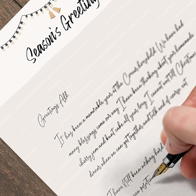 Greenery Seasons Greetings Letterhead / 50 Sheets / 8.5" x 11" Festive Christmas Holiday Paper/Decorative Winter Stationery