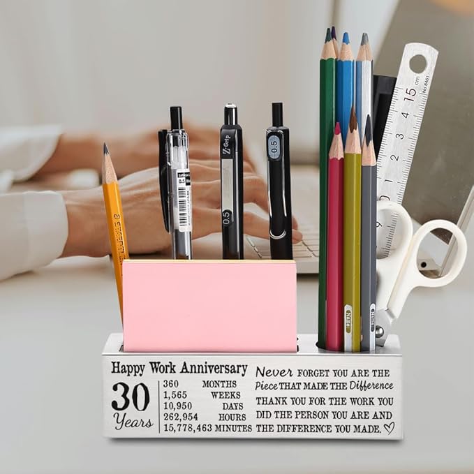 FOKCBOCM 30 year Work Anniversary Plaque gifts for Employee, Appreciation gifts for Coworkers Staff, 30 year Work Anniversary for Her Him, Happy Work Anniversary Office Pencil Holders-DS102