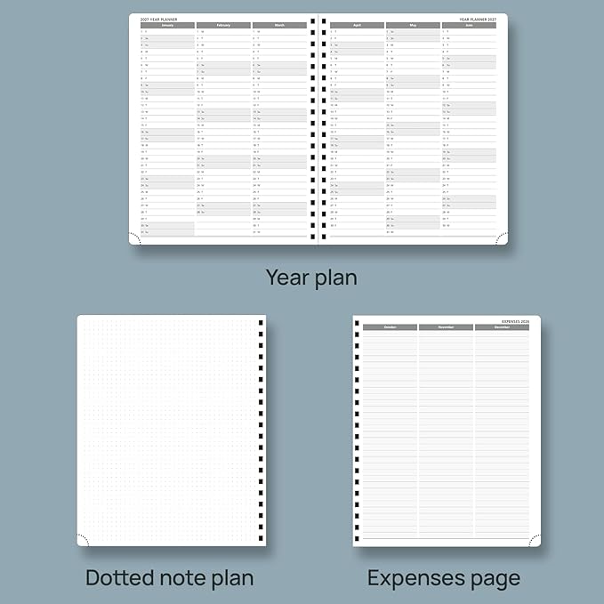 POPRUN 2026 Planner (Large - 8.5" x 10.5") with Hourly Schedule, Vertical Layout - 2026 Weekly Calendar (Jan. 2026 - Dec.2026) for Time Management, Monthly Tabs, Spiral Bound, Soft Cover - Night Sky Blue