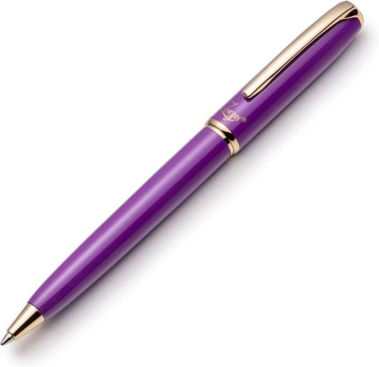 ZenZoi Purple Ballpoint Pen – Beautiful Pen w/Gold Trim. Nice, Smooth Writing Schmidt Ink Refills. Fancy, Luxury Pen Gift Set for Women, Men. Retractable, Professional, Journaling Pen