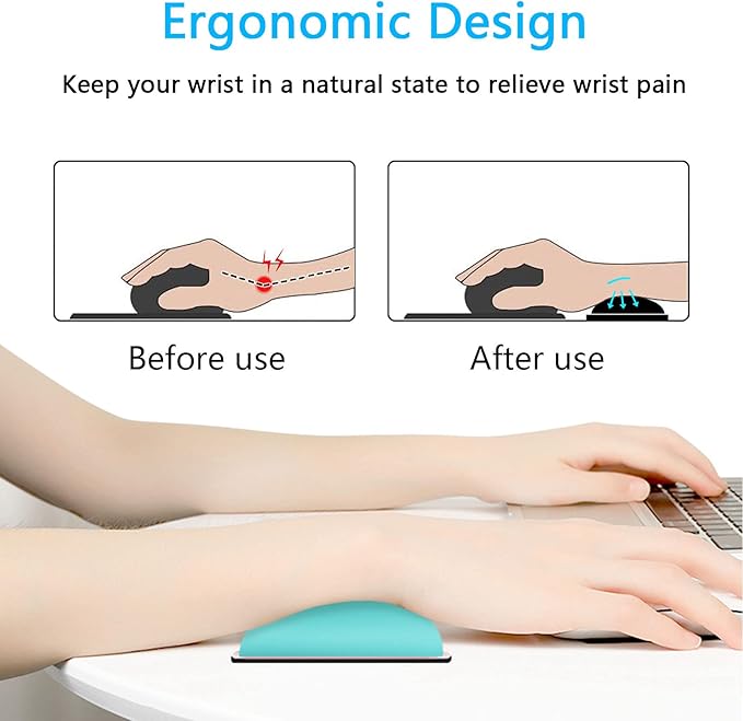 Dapesuom Mouse Wrist Rest, Ergonomic Memory Foam Mouse Wrist for Computer Desk Mats Support, PU Leather Hand Rest Pad Cushion for Gaming, Laptop, Men, Women, Pain Relief & Easy Typing, Green
