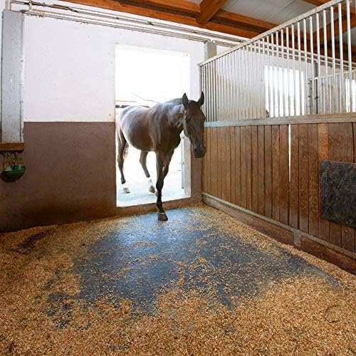 American Floor Mats - Heavy Duty Stall Tiles - Stable/Horse Flooring - Thick, Durable Rubber Solid Black 8' x 20' Set 3/8" Thick (40 Tiles Total)