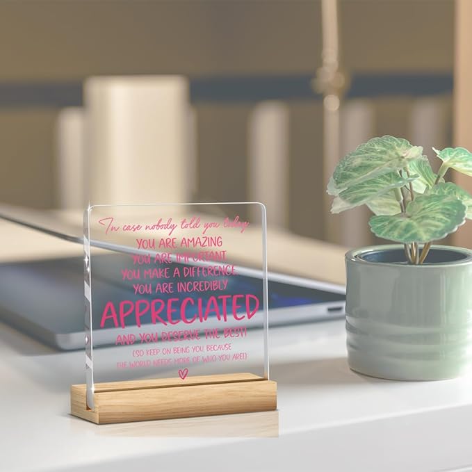 Preppy Coquette Gifts Inspirational Positive Affirmation Motivational Thank You Appreciation Sign Acrylic Sign Plaque Table Decorations for Home Office