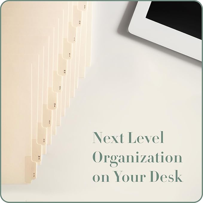 Gallery Leather A-Z Dividers for 3 Ring Binder - Binder and Address Book Alphabet Letter Tabs for Smooth Contact Organization