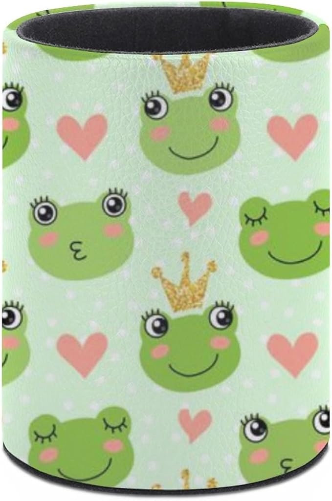 Cute Frogs Pen Holder Pencil Organizer Cute Pencil Cup Desk Decor Makeup Brush Holder PU Multifunctional Office Suppliesfor Home Classroom School