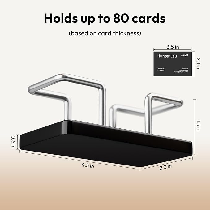 NIUBEE Acrylic Business Card Holder: Metal Business Card Display Stand for Desk - Frosted Name Card Organizer for Office, Reception, Desktop (Silver) - 2pack