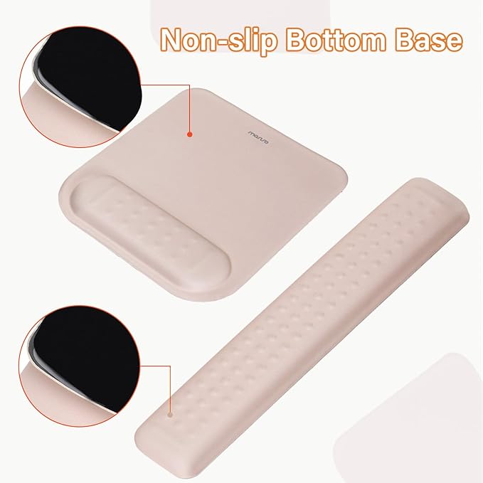 MOSISO Computer Keyboard Stand&Wrist Rest Support for Keyboard &Mouse Pad Set, Ergonomic Massage Wrist Rest Set, Easy Typing Working Acrylic Clear Stand for Office Home, Apricot