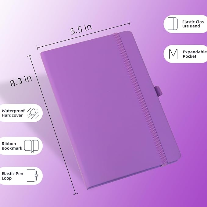 KODAPAGE A5 Liend Journal Notebook, 7mm College Ruled Notepad, Journaling for Writing, Work, School, Travel and Note Taking, Hardcover 224 Pages (112 Sheets) 5.5 x 8.3 inches Multicolored (8 Pack)