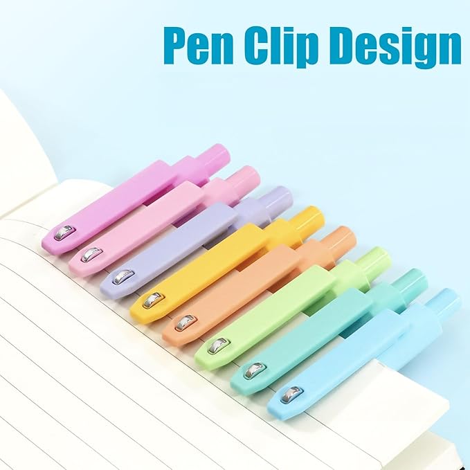 Vitoler Pens, 8pcs Cute Color Gel Pens, 0.5mm Black Ink Pens Fine Point Smooth Writing Pens for Women/Nurse Gift School Office Desk Accessories Supplies