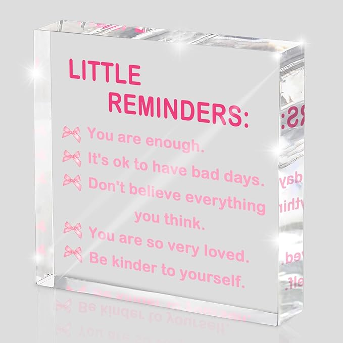 Pink Bow Desk Decor - 4 Inch Coquette Style Office Accessories, Cute Bow Motivational Decor for Bedroom, Pink Aesthetic Employee Appreciation Gift for Desk, Bathroom & Home