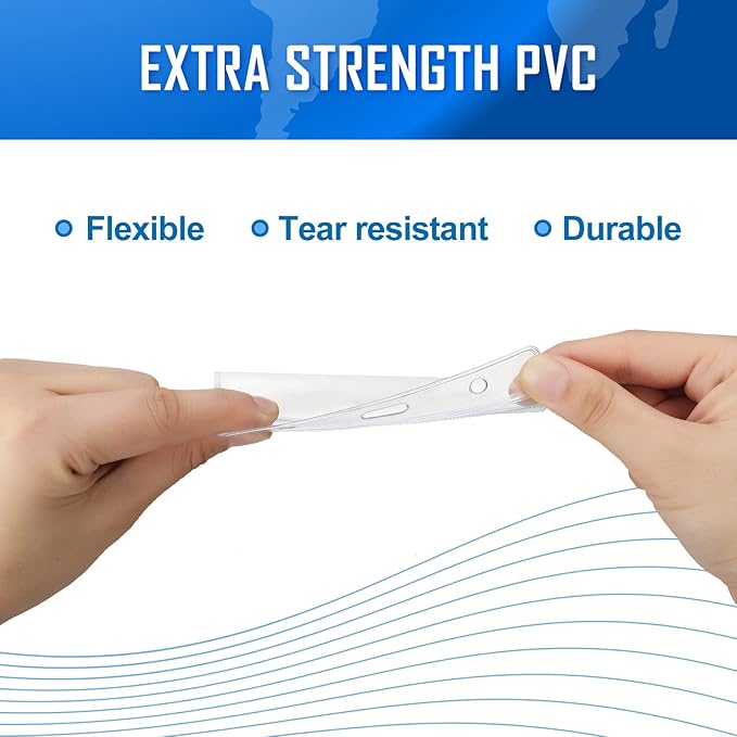 Eaasty 400 Pack Neck Hang Badge Holder with Labels, Clear Hanging Lanyard Style Name Badges Waterproof Name Tag Holders with Lanyard for Meeting Seminar Show Event and Conference