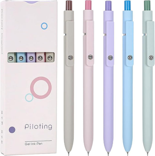 Gel Pens, 5Pcs 0.5mm Fine Point Pens With Smooth Wirting,Quick Dry Aesthetic Pens For Journaling, Ballpoint for Office School Supplies,Gifts for Women Men Student(Sugar)