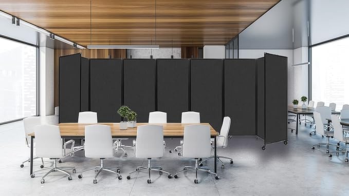 Versare Room Divider 360 Portable Wall Partition | Folding Panels | Large Freestanding Divider | Locking Wheels | Temporary Room Separator