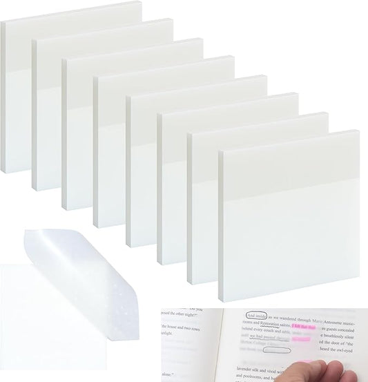 Transparent Sticky Notes, 3"x3" Clear Sticky Notes, Waterproof Translucent Sticky Note Pads for Books Annotation, See-Through Clear Translucent for Back to School, Office Supplies