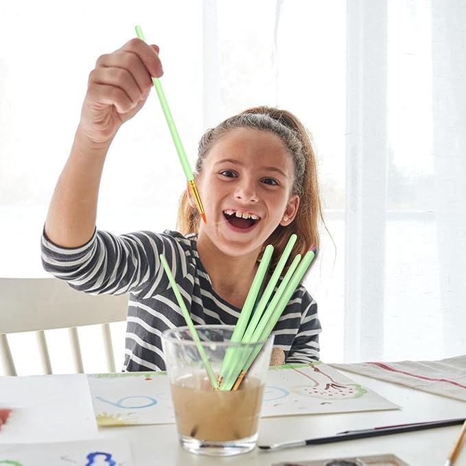 ESRICH Paint Brushes Set,20 Packs 200 Pcs Acrylic Paint Brush Set,Acrylic Oil Watercolor, Face Nail Art, Miniature Detailing,Rock Painting,Painting Artist Professional Kits(Green)