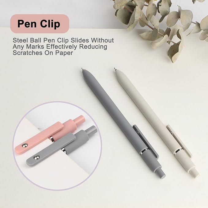 FIOVER Gel Pens - 6Pcs 0.5mm Fine Point Smooth Writing, Black Gel Ink Pens for Journaling Note Taking, Cute Aesthetic Office School Supplies Gifts for Women(6pcs Morandi)