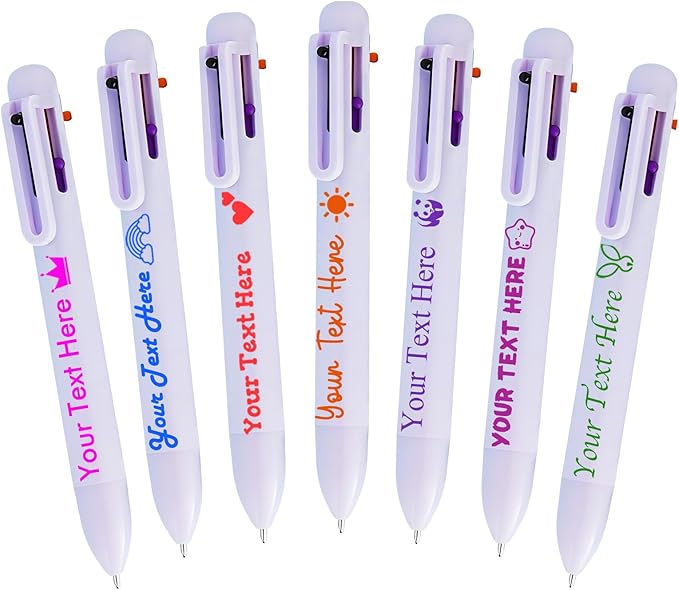 Personalized Multicolor Ballpoint Pen Bulk Custom 6-In-1 Pens with Name Logo Customized Color Pen Boys Girls Teacher Business Gift Purple_1400PC