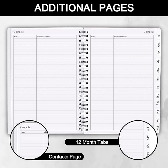 2026 Planner - Monthly Planner Runs January 2026 to December 2026, 6.25" x 8.25", 12 Monthly Tabs, 14 Notes Page, Inner Pocket, Flexible Cover with Twin-Wire Binding, Planners 2026, Black