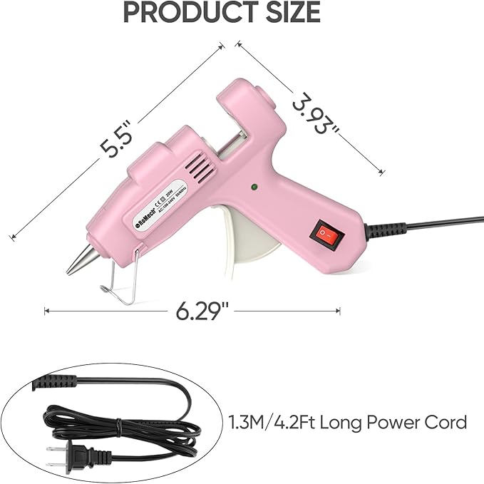 ROMECH 20W Mini Hot Glue Gun with 30 Glue Sticks Set, Fast Preheating Hot Glue Gun Kit Heavy Duty Gluegun for Craft, DIY, Repairs (Pink)