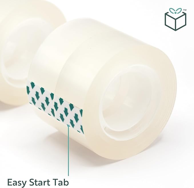 Wrap Buddies Adhesive Tape Rolls - Clear Tape Refills for Dispenser - Satin Finish for Gift Wrapping, Crafting, and Home Use - Strong Adhesive and Easy to Cut - 4 Pack