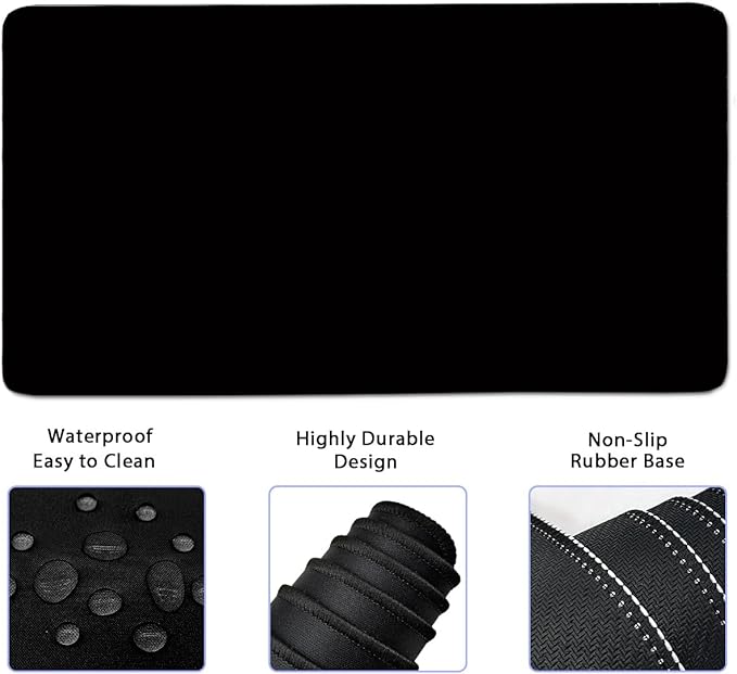 Large Mouse Pad and Keyboard Wrist Rest, Desk Pad for Keyboard and Mouse, 4-in-1 Large Gaming Mouse Pad with Wrist Support, Desk Mat for Home Office Study Game-Black