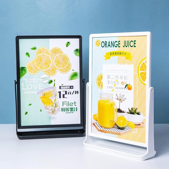 ABS Plastic Sign Holder, Menu Displays T Shape Sign Stand, Rotating Display Stand for Ads, Menu, Photos, Business Card (Black A4 210×297mm/8.27×11.69 inches)