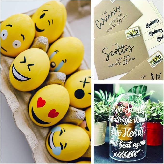 Overseas Permanent Paint Pens Black Markers - 2 Pack Single color Oil Based Paint Markers, Medium Tip, Quick Drying and Waterproof Marker Pen for Metal, Rock Painting, Wood, Plastic, Canvas, Mugs