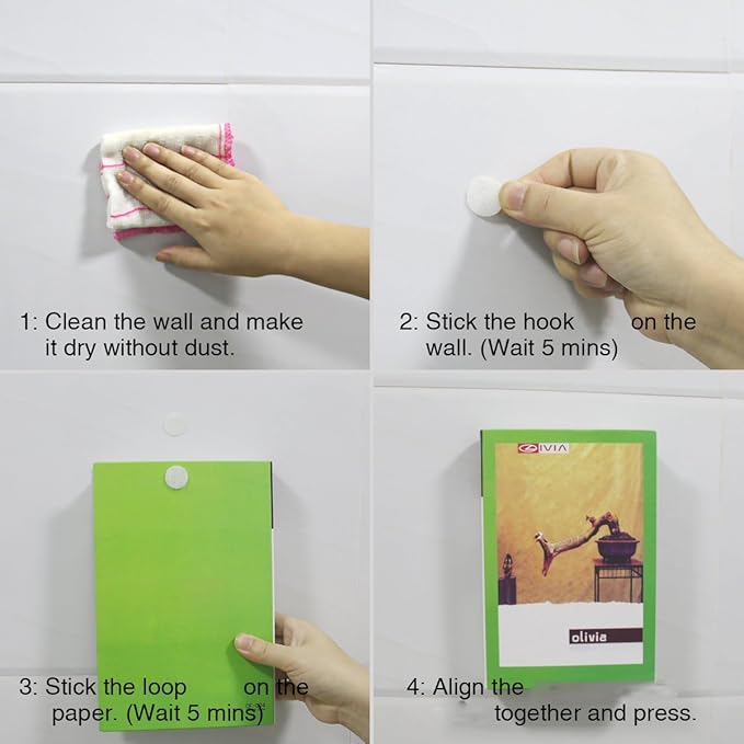 1200pcs (600 Pair Sets) 15mm Diameter Sticky Back Hook, Self Adhesive Dots Loop Tapes for DIY Crafts Office Classroom (White)