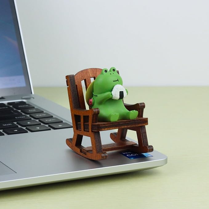 Miniature Frog Figurines Statue - Cute Frog Sculpture for Outdoor Fairy Garden and Desk Decorations - Adorable Frog Figurine Statue Decor for Plant Shelf Desk Office Bedroom(Chair)