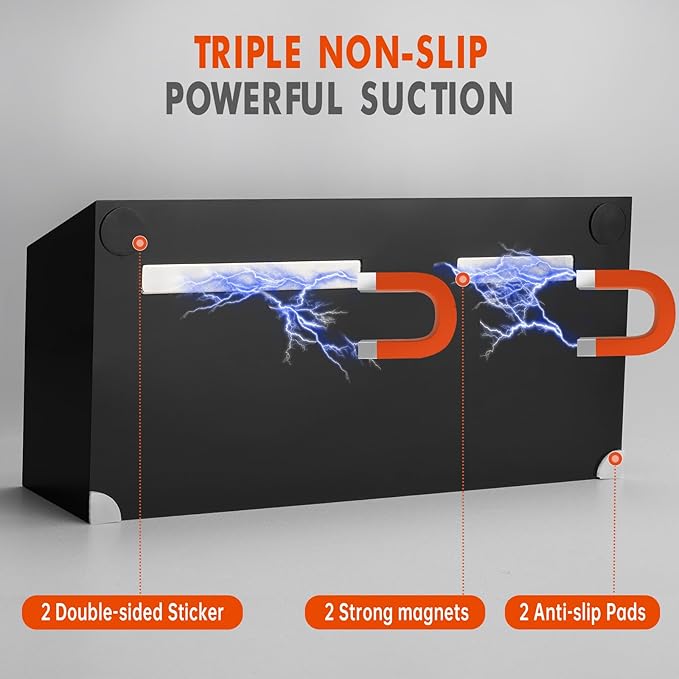 Magnetic Dry Erase Marker Holder, Acrylic Magnet Pen Holder for Whiteboard, Refrigerator, Magnetic Fridge Organizer for Office, Classroom, Whiteboard Maker Holder, Locker Organizer(Black)