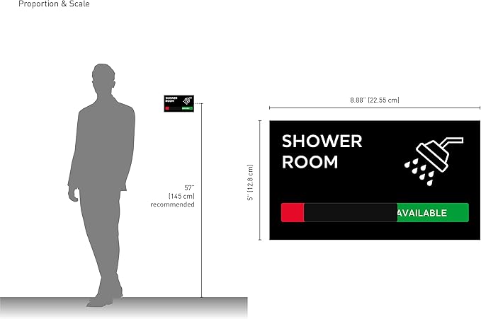 Kubik Letters Premium Shower Room Sign with Slider for Dual Messages Room Status (AVAILABLE or IN USE)