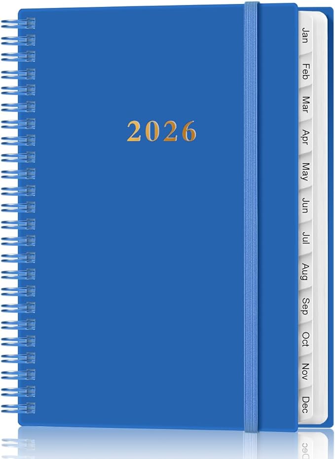2026 Planner - Planner 2026 from January 2026 - December 2026, Weekly & Monthly Planner Spiral Bound with 12 Monthly Tabs, Inner Pocket, 6.4" x 8.5", Blue-B