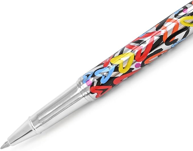 Britto Premium Rollerball Pen - Extra Fine Point with 0.5mm Premium-Grade Refillable Liquid Black Ink, Smooth Precision Writing & Quick Drying Pen for Journaling (Japanese, Brush Hearts)