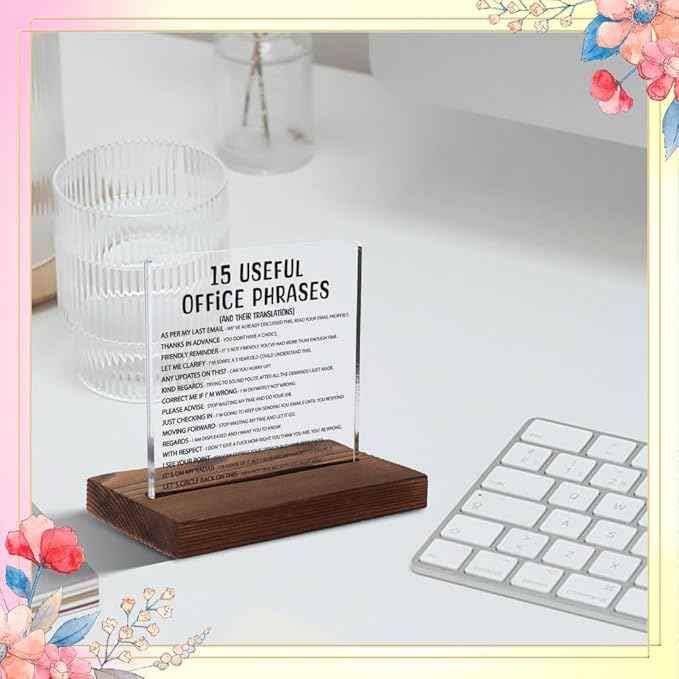 Silly Office Gifts for Women, Humorous Office Gifts for Coworkers, Managers, Sarcastic Office Gifts for Coworkers, Managers,Modern Acrylic Desk Plaque, 10 x 10 x 1.5 cm,XXD63