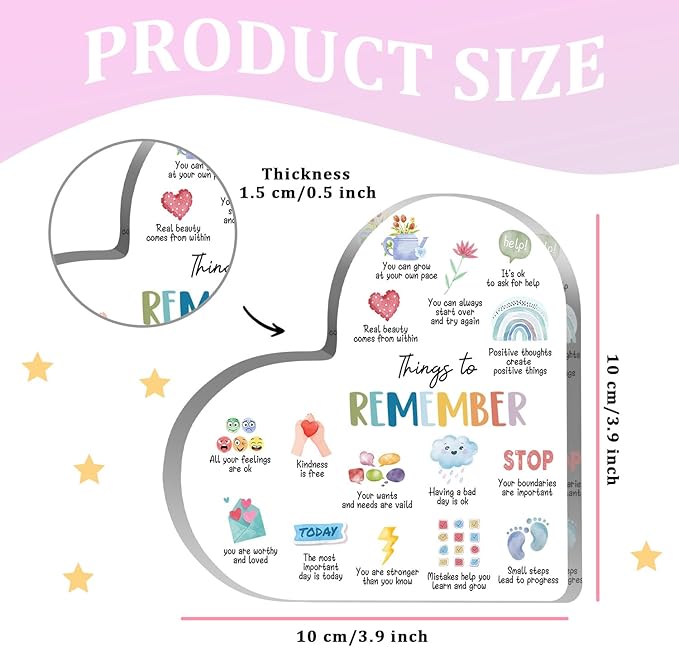 Mental Health Gifts, Things to Remember Mental Health Decor, Therapy Office Decor, Mindfulness Sign for Therapy Office Acrylic Heart Gifts, School Counselor Sign, Psychology Therapy Gift